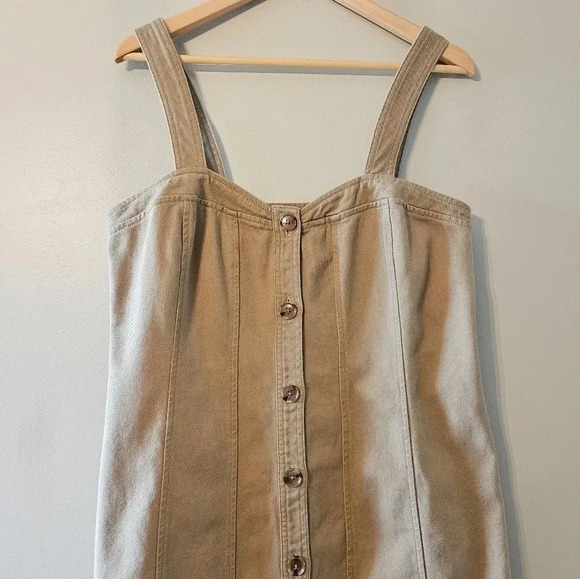 Banana Republic Casual Khaki Denim Button Down Sleeveless Mini Dress Size 10. - Picture 6 of 16